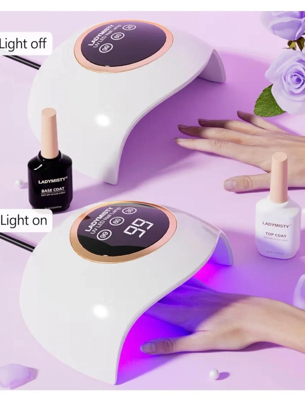 LADYMISTY UV LED Nail Lamp - White with Rose Gold Accent